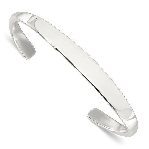 Kazi Luxury Sterling Silver Polished Step Flat Cuff Bangle